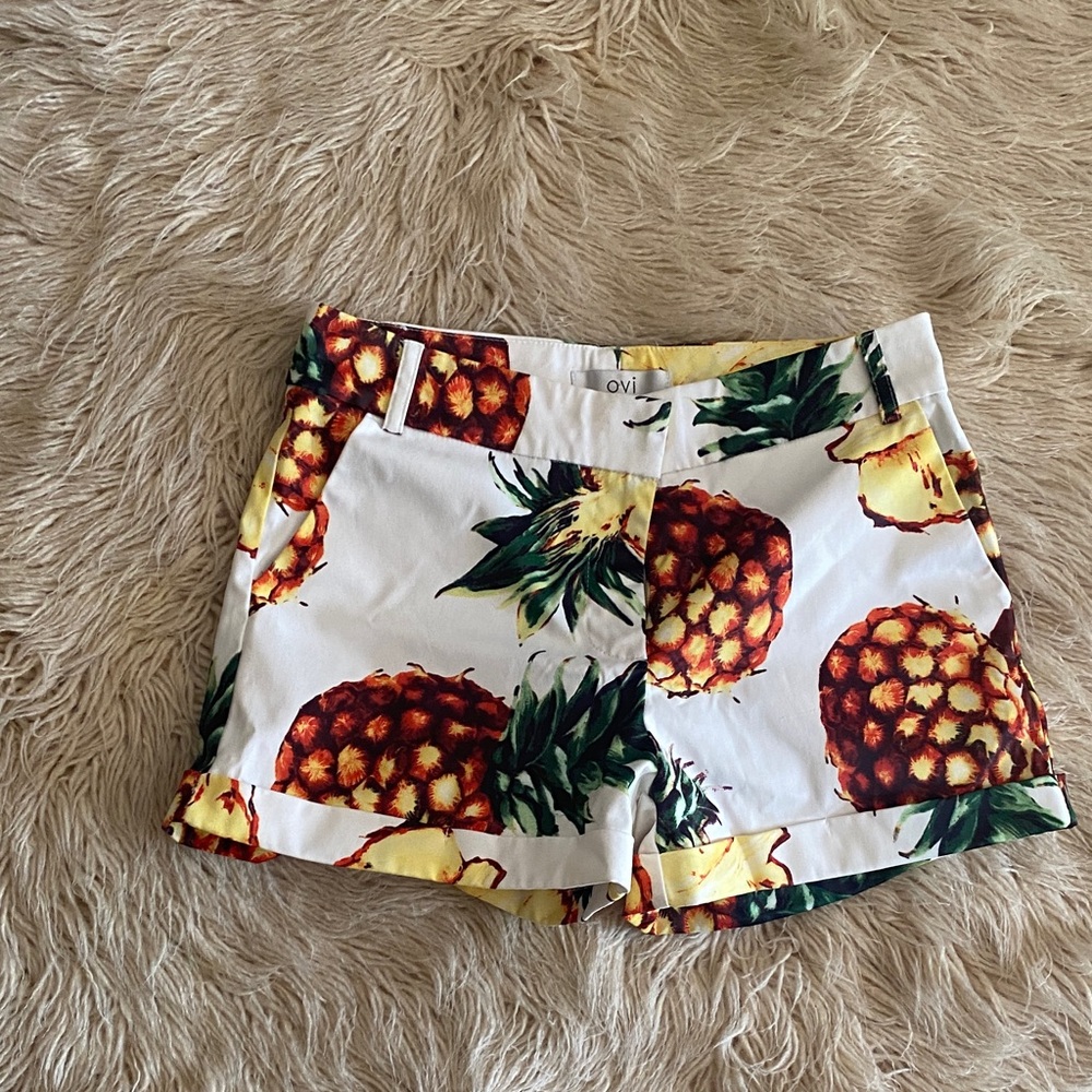Ovi Pineapple Print Shorts in White, Yellow and Green🌞🌻🍍